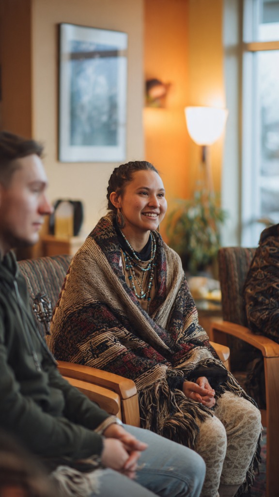 Indigenous community gathering in a circle